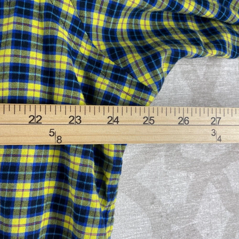 Polo‎ Ralph Lauren Plaid Shirt Mens XL Yellow Navy Blue Classic Fit Cotton